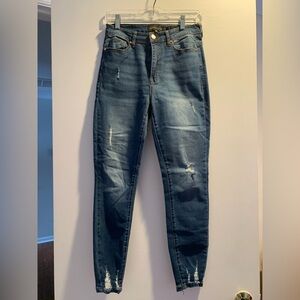 Kendall & Kylie Distressed Blue Skinny Jeans - size 27